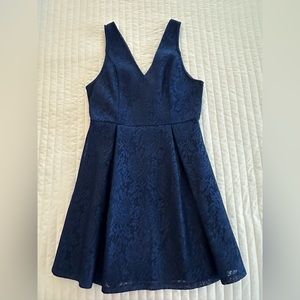 Francesca’s navy blue lace dress